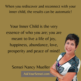 Picture of Sensei Nancy Mueller with a gold background, smiling, short cropped hair, arms folded, happy